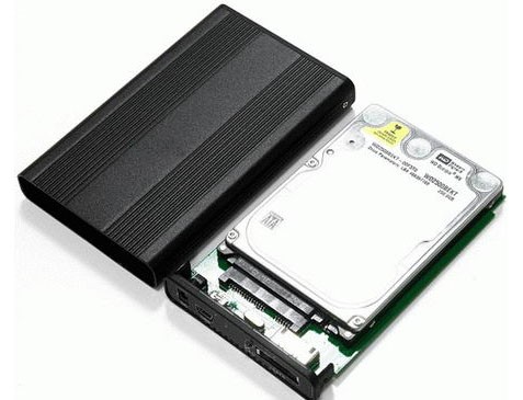 external hard drive case opened